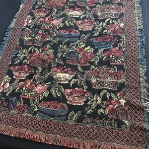 Vintage Old Salem Bob Timberlake Home Collection Fruit Basket Tapestry Blanket